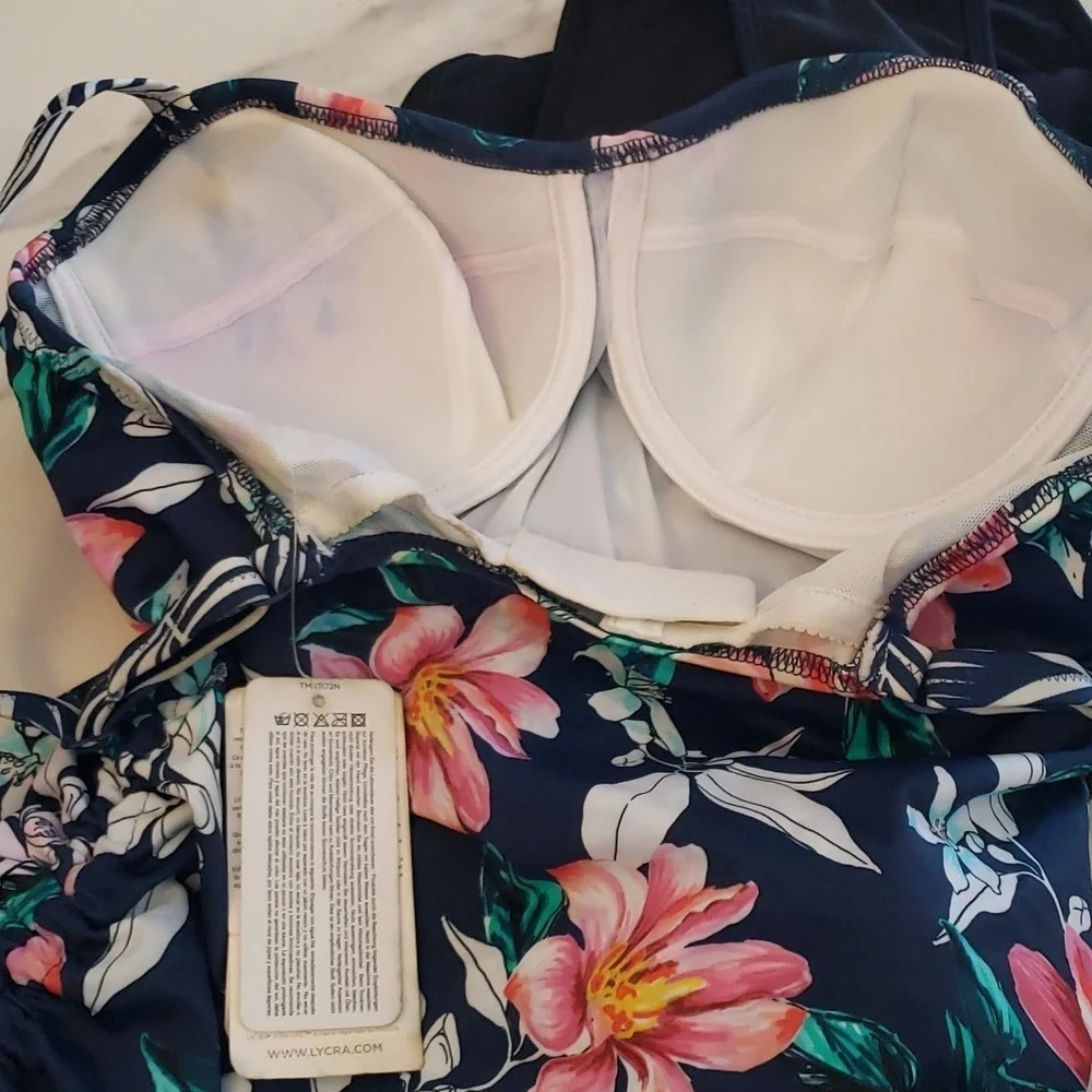 Fantasie Port Maria Underwire Twist Front Tankini Swim Top FS6894 in Ink SZ 32D